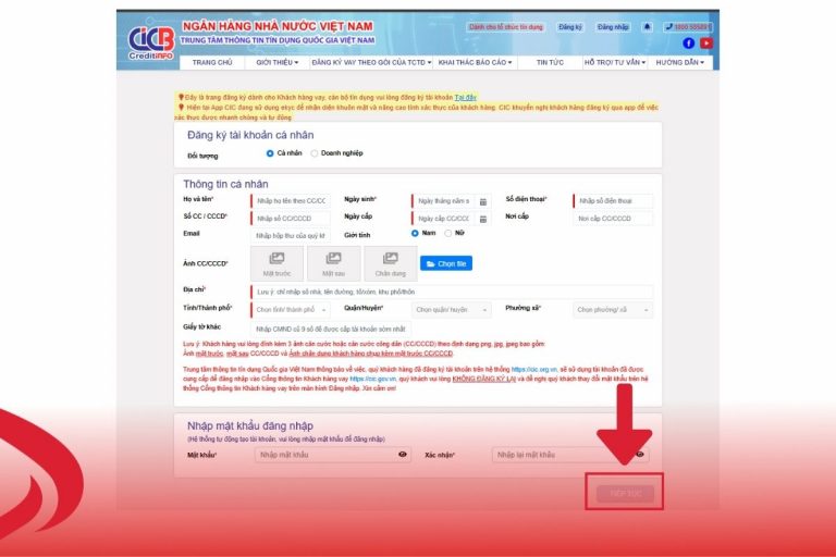 Điền đẩy đủ và chính xác thông tin cá nhân