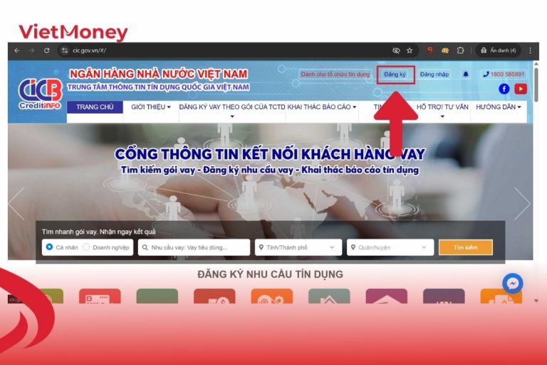 Đăng ký tài khoản trên website Trung tâm thông tin Tín dụng Quốc gia